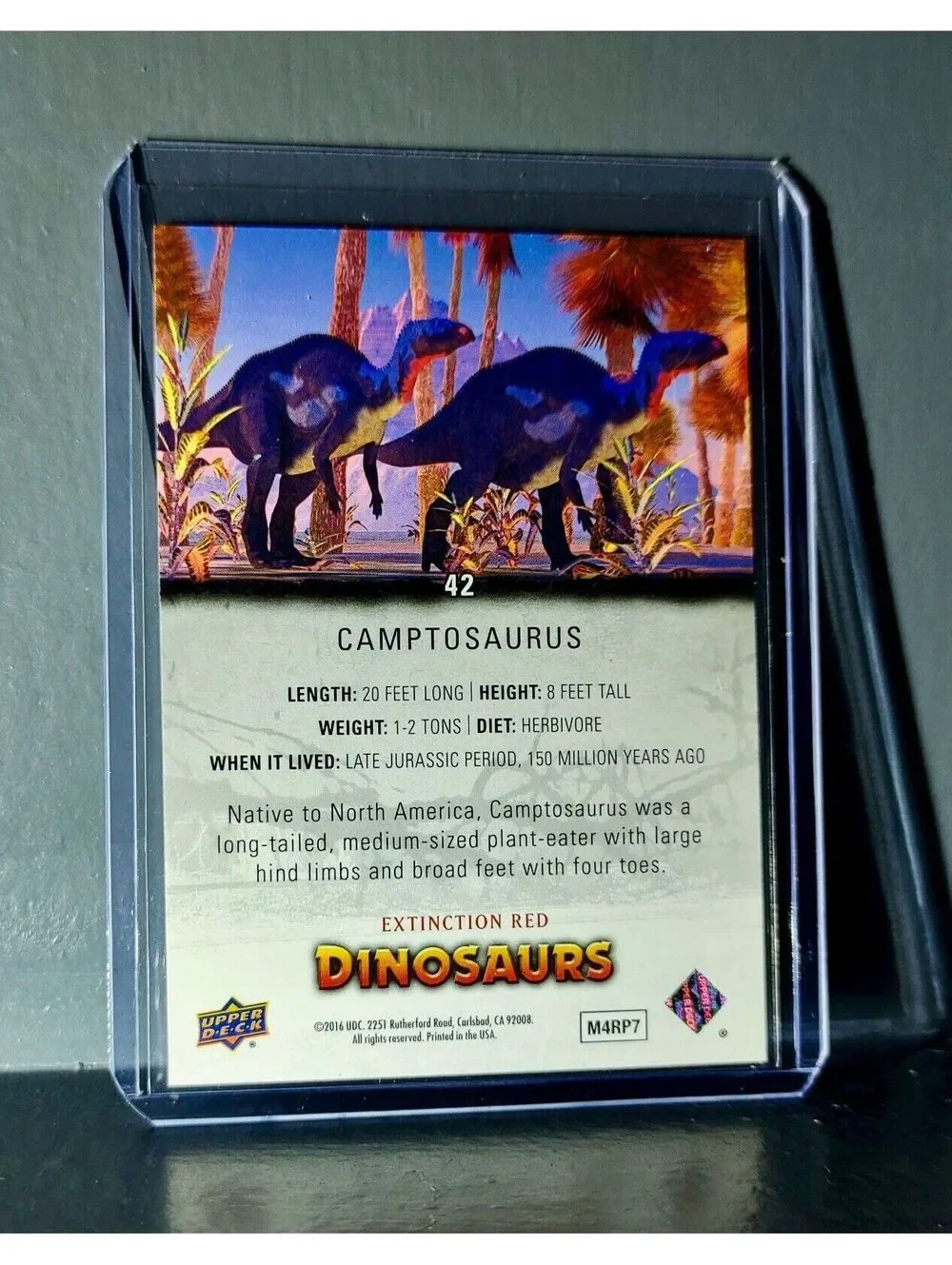 2015 Upper Deck Dinosaurs Camptosaurus Extinction Red Parallel #42 Card